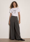 Metallic Bow Print Cotton T-Shirt, Silver, large