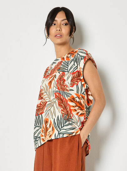 Tropical Leaf Woven T-Shirt