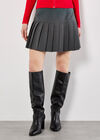Pinstripe Pleat Mini Skort, Grey, large