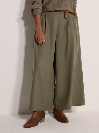 Slub Linen Wide-Leg Trousers