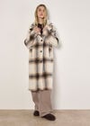 Soft Oversized Check Coat, Cream, large