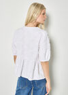 Eyelash Embroidery Linen Blend Blouse, White, large