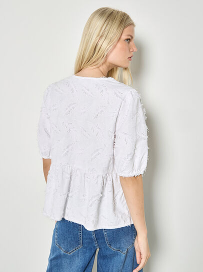 Eyelash Embroidery Linen Blend Blouse