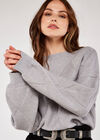 Basket Weave Puff Sleeve Jumper, Grey, large