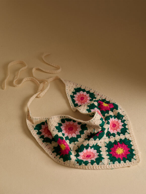 Crochet Head Scarf, Green, large