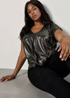 Curve Metallic Foil Twist Hem Top, Yellow, large