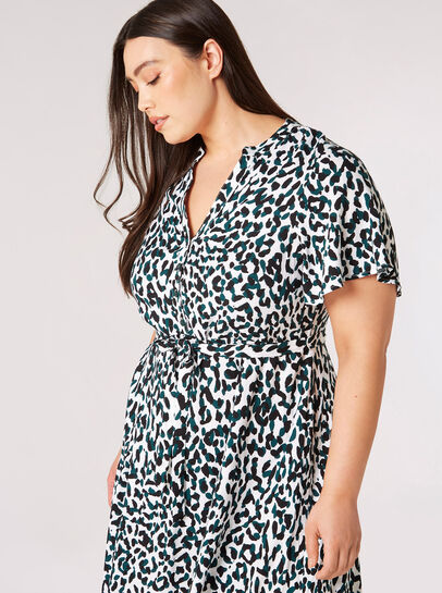 Robe Chemise Mi-Longue Curve À Motif Léopard