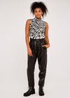 Leopard And Zebra Mock Neck Top, Grey, large