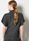 Soft Knit Side Ruched Top, Dark Grey - Charcoal, large