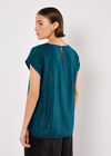 Shimmer Chevron Chiffon Top, Teal, large