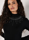 Rhinestone Gem Embellished Jumper, Black, large