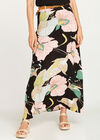 Pond Abstract Floral Maxi Jupe, Noir, grand