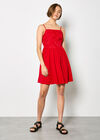 Eyelash Embroidered Cami Mini Dress, Red, large