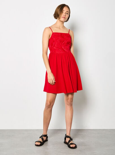 Eyelash Embroidered Cami Mini Dress
