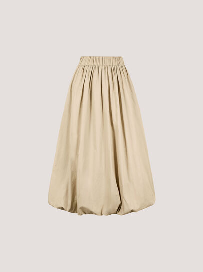 Puff Hem Midi Skirt
