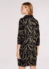Animal Print Cocoon Dress, Khaki, large