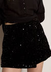 Velvet Sequin Mini Skort, Black, large