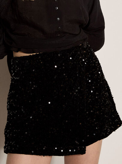 Velvet Sequin Mini Skort