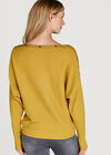 Slash Neck Popper Jumper, Mustard, large