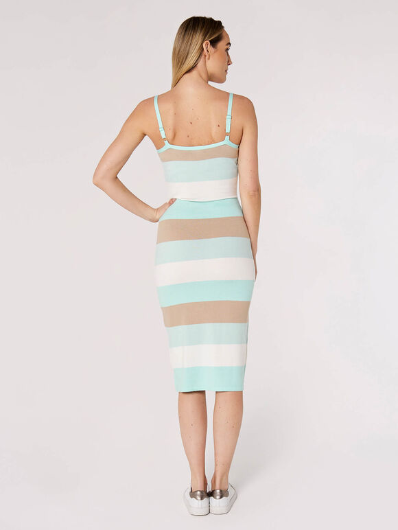 Striped Bodycon Midi Dress, Blue, large