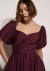 Smocked Shimmer Maxi Dress, Burgundy, large