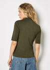 Jersey Mock Neck Top, Green, large