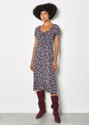 Ditsy Floral Milkmaid Midi Dress, Purple, large
