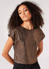 Metallic Cropped T-Shirt, Brown, large