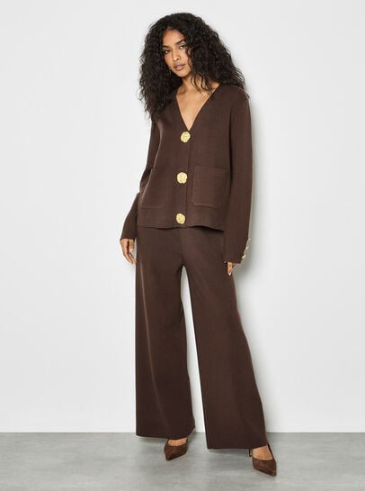 Soft Knit Wide Leg Trousers