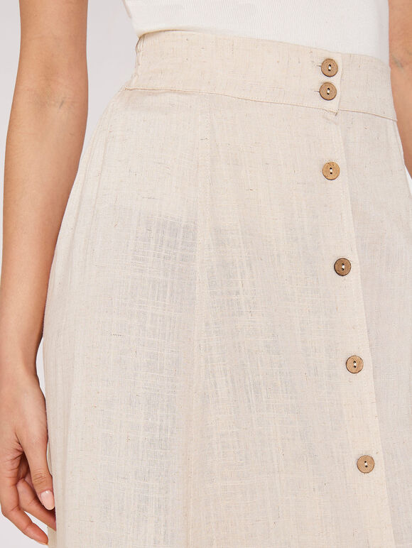 Coconut Button Through Skirt, Stone, large