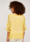 Crochet V Neck Top, Yellow, large