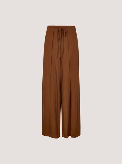 Linen Blend Wrap Wide-Leg Trousers