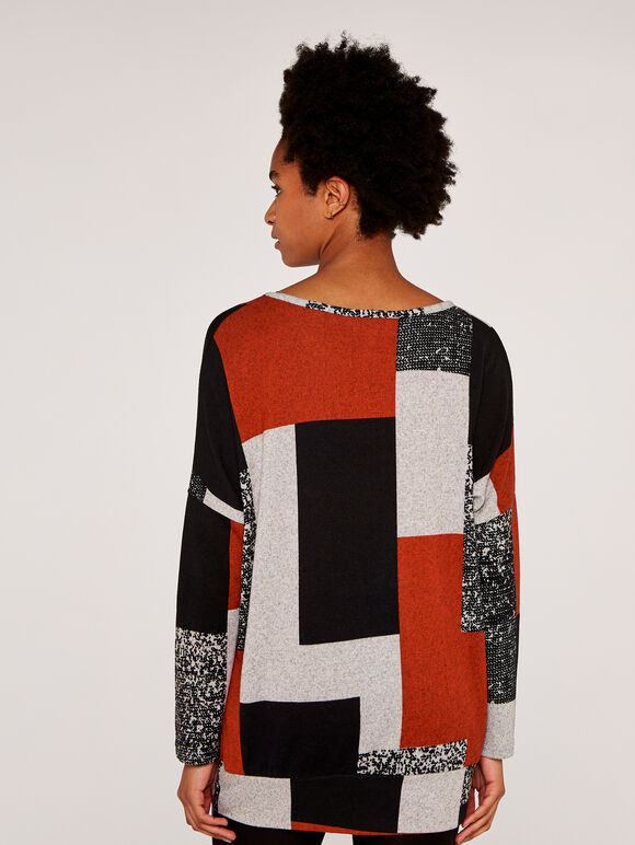 Colourblock Oversized Top, Red, large