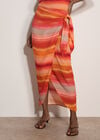 Watercolour Stripe Wrap Midi Skirt, Orange, large