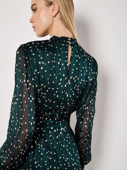 Self Stripe Gold Foil Mini Dress