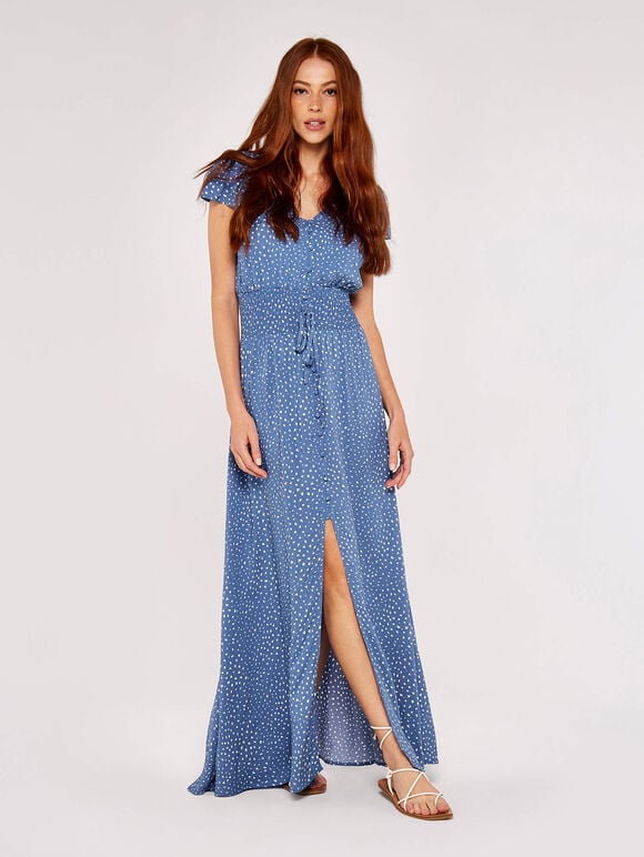 Textured Dot maxi Dress, Blue, large