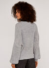 V-Neck Cardigan, Grey, large