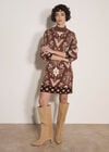 Folk Floral Mini Jumper Dress, Brown, large