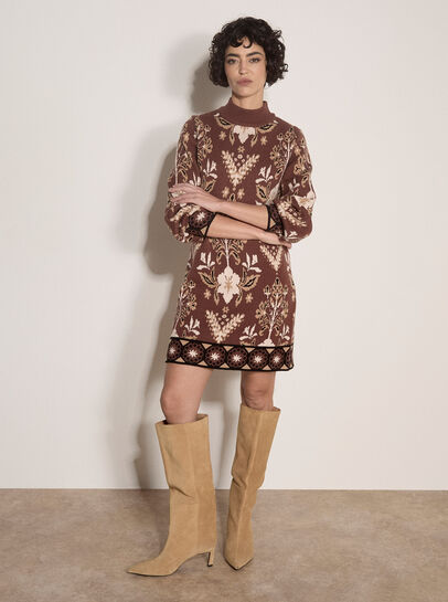 Folk Floral Mini Jumper Dress