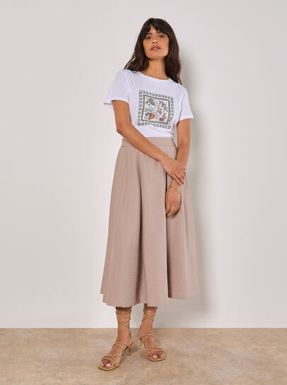 Pleated A-Line Midi Skirt