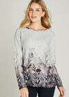 Autumnal Meadow Border Top, Pink, large