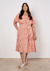 Curve Leopard Shirt Midi Dress, Orange, large