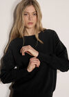 Sequin Sleeve Ribbed Knit Jumper, Black, large