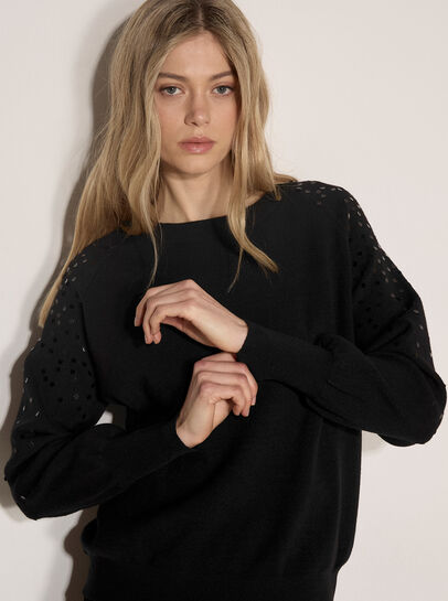 Sequin Sleeve Ribbed Knit Jumper