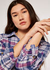 Oversized Check Shirt, Blue, large