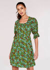 Ditsy Milkmaid Mini Dress, Green, large