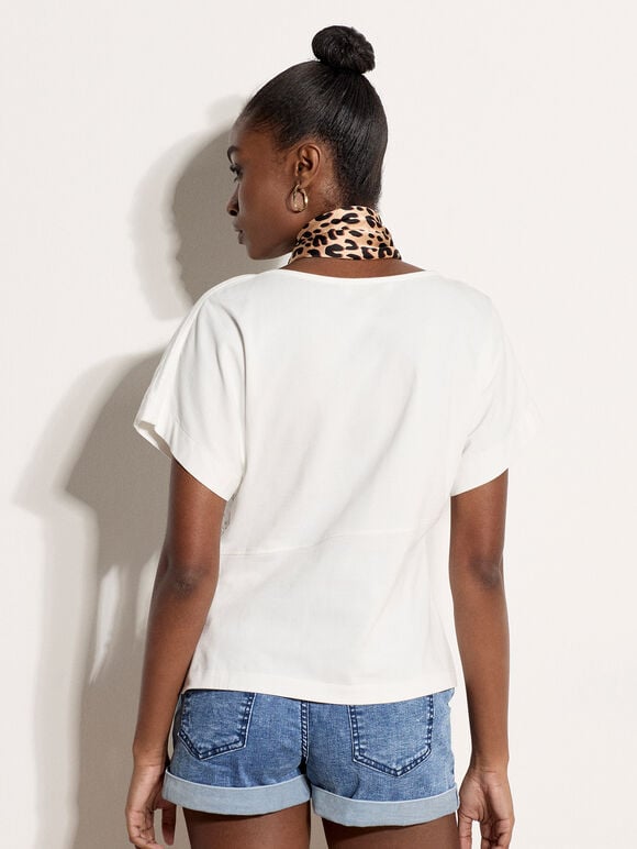Asymmetric Hem Jersey T-Shirt, White, large