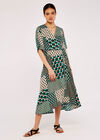 Geometric Patchwork Cocoon Dress, Green, large