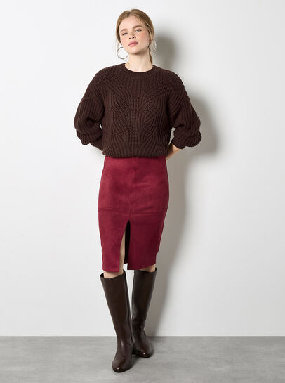 Split Front Suede Pencil Skirt