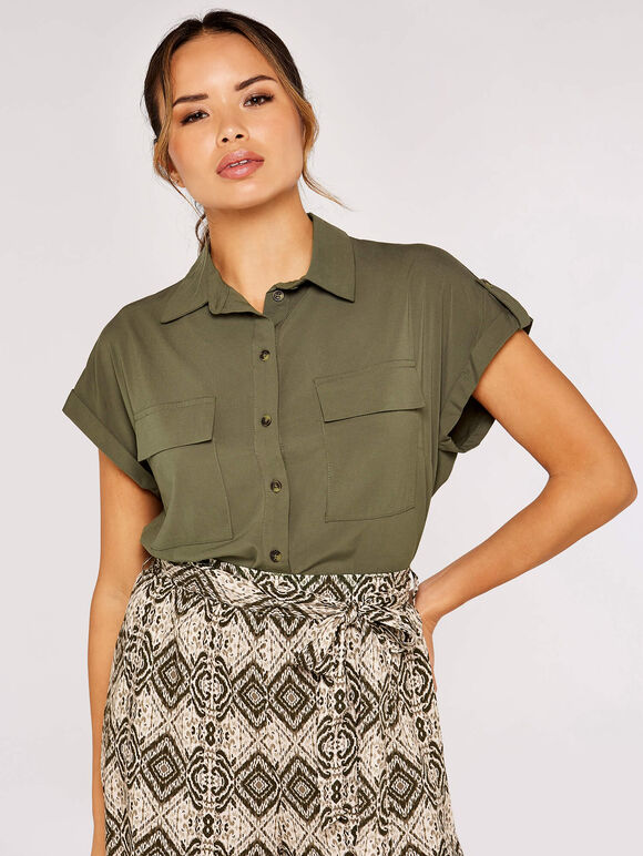 Utility Casa Boxy Shirt, Khaki, large